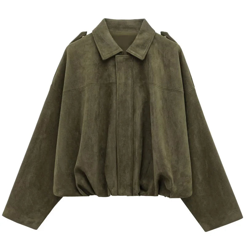 HXAO Women's Bomber Zipper High Street Cropped Jacket