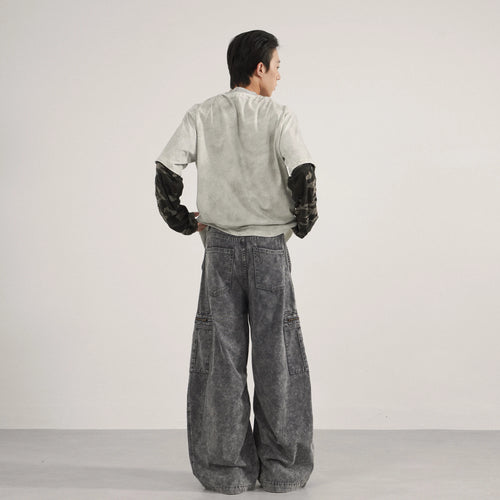 Baggy Cargo Jeans Wide Leg Denim Pants - Unisex