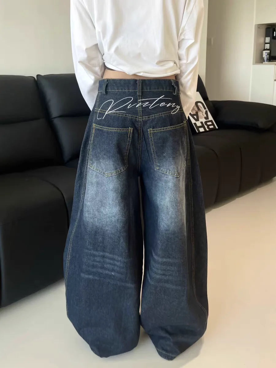 Y2K High Waist Wide Leg Denim Loose Jeans