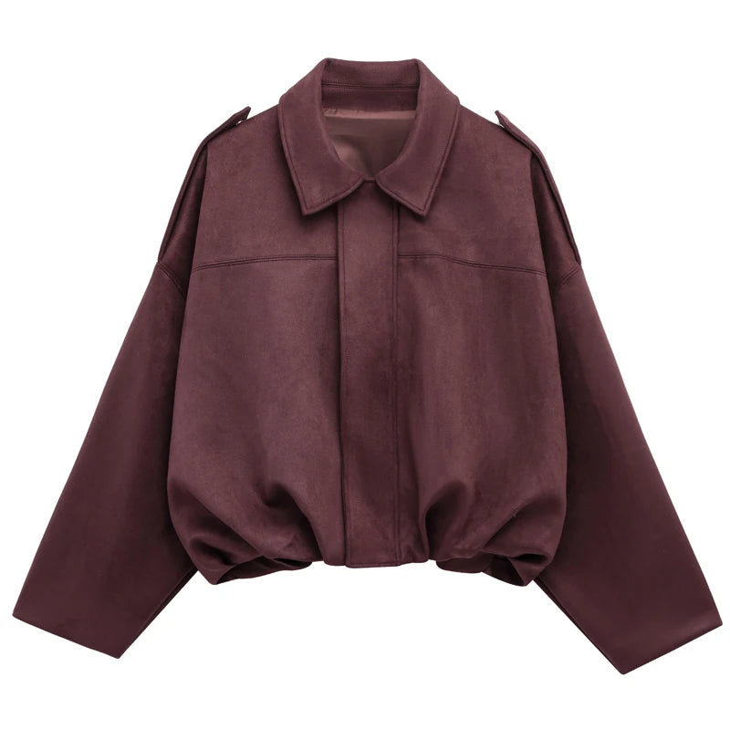 HXAO Women's Bomber Zipper High Street Cropped Jacket