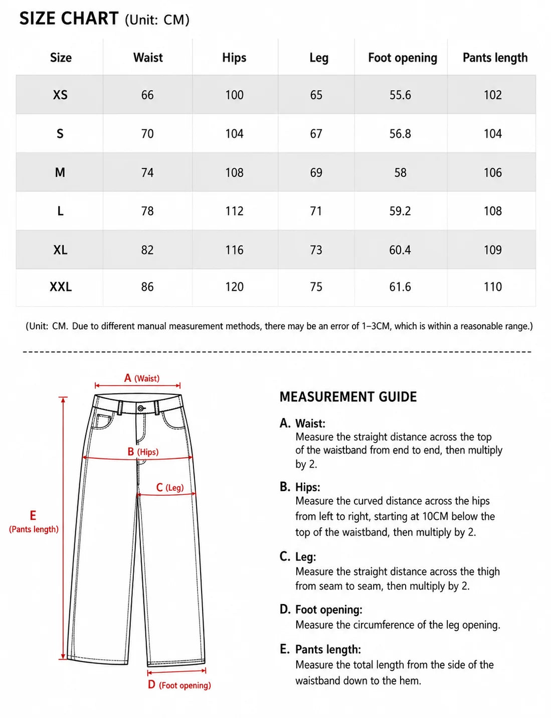 Baggy Cargo Jeans Wide Leg Denim Pants - Unisex
