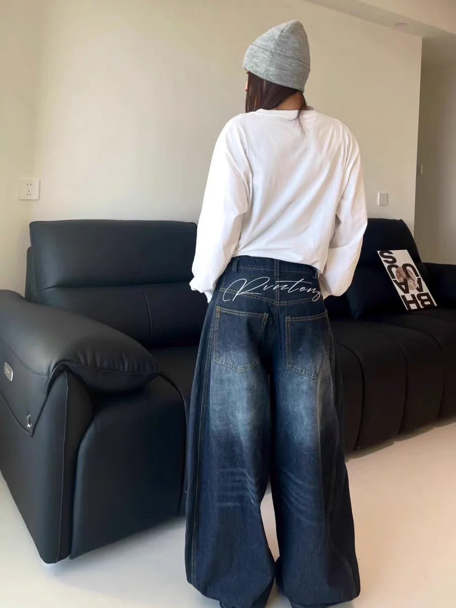 Y2K High Waist Wide Leg Denim Loose Jeans