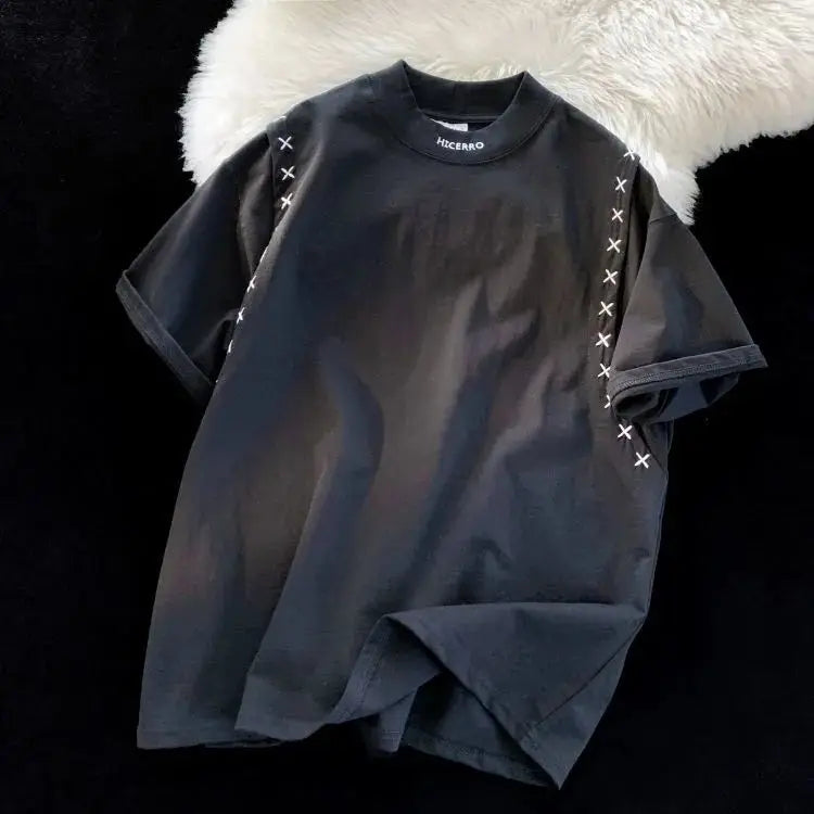 Sewing X Korean Style Streetwear Design Sense Splicing T-shirt