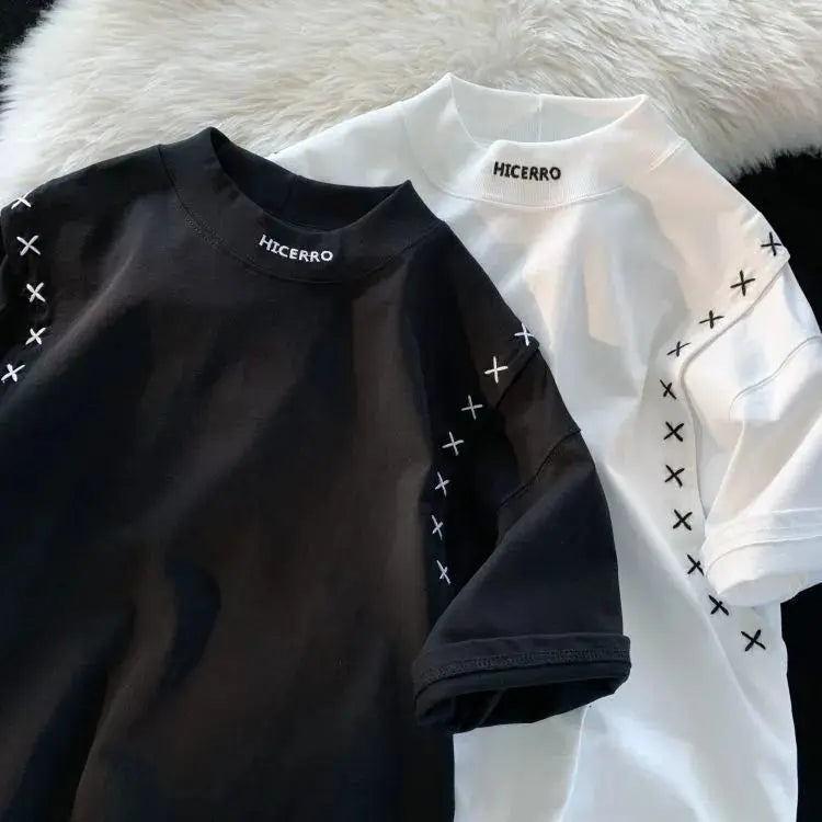 Sewing X Korean Style Streetwear Design Sense Splicing T-shirt
