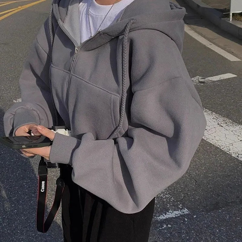 Women's Y2K Harajuku Streetwear Zip-Up Hoodie