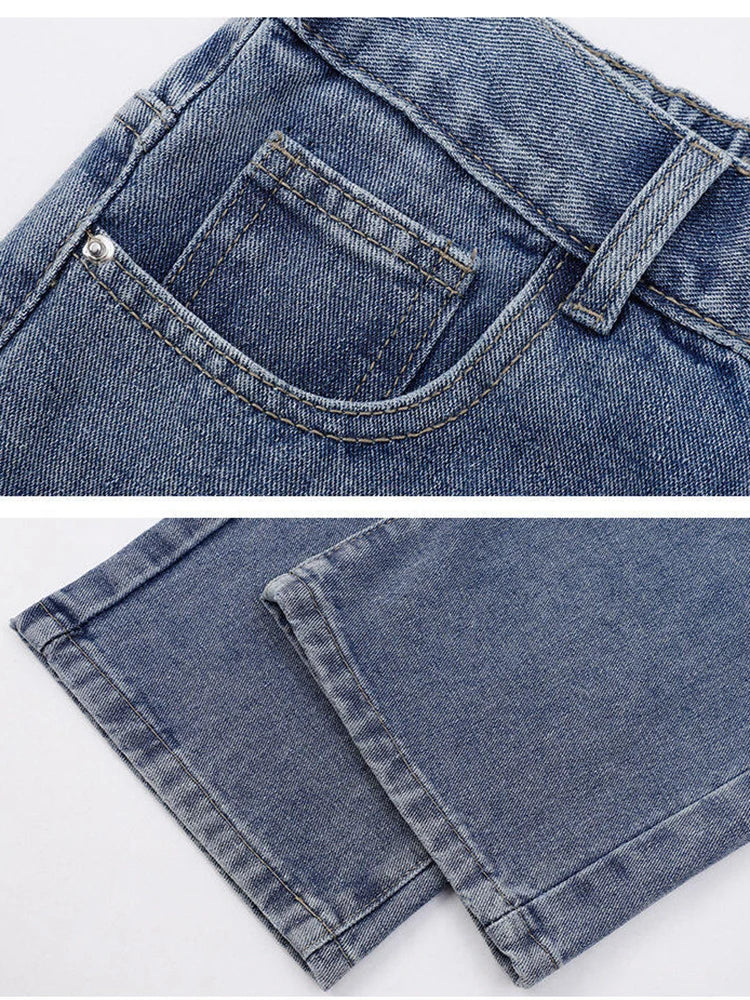 Korean Style Straight Leg Denim Jeans