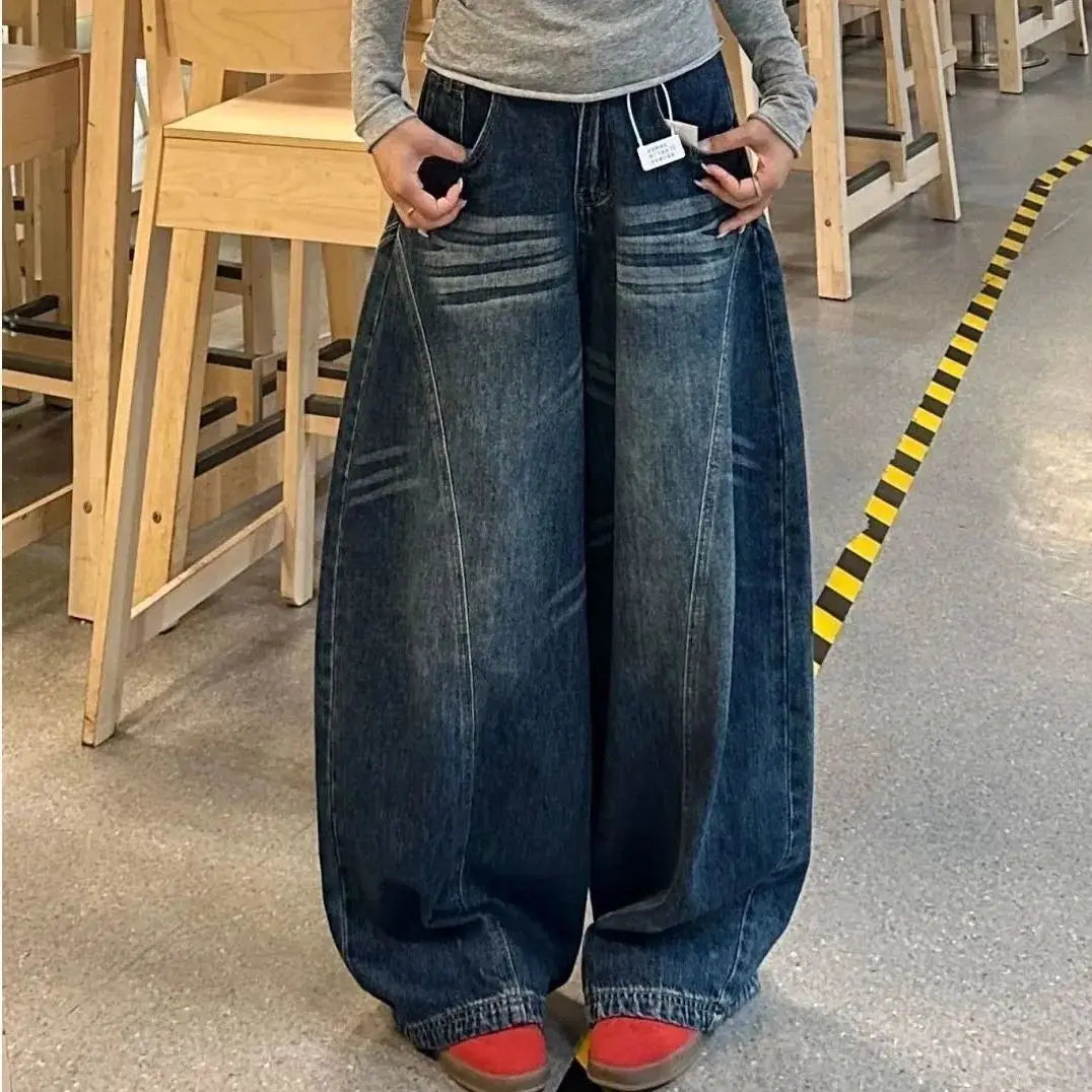 Y2K High Waist Wide Leg Denim Loose Jeans