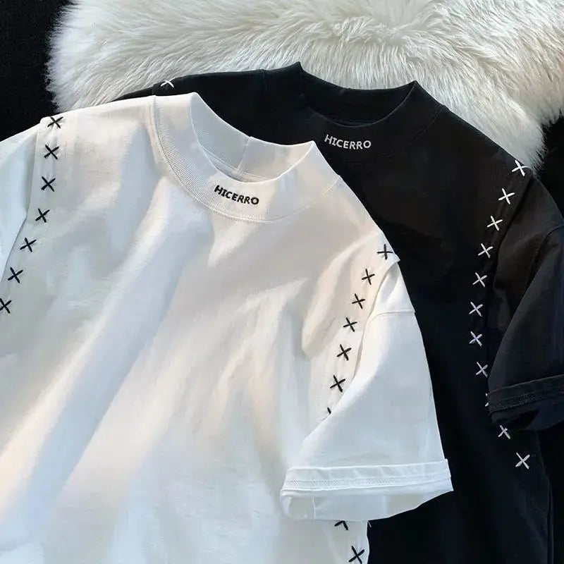 Sewing X Korean Style Streetwear Design Sense Splicing T-shirt