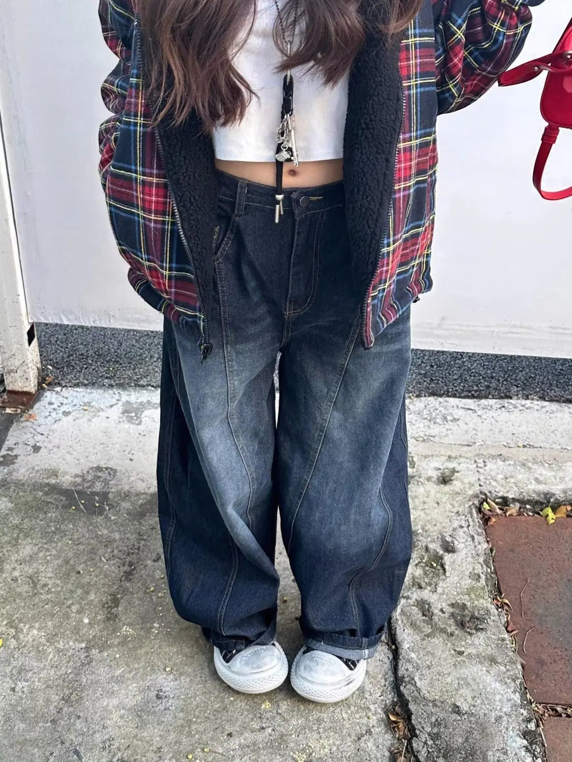 Women's Embroidered Patchwork Distressed Loose Straight Denim Jeans