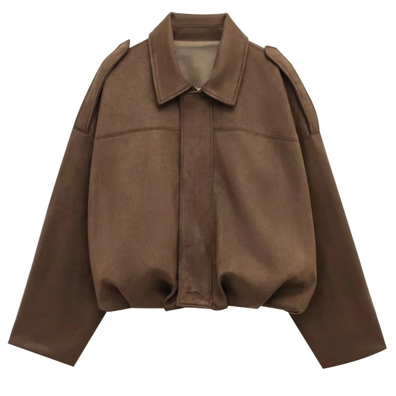 HXAO Women's Bomber Zipper High Street Cropped Jacket