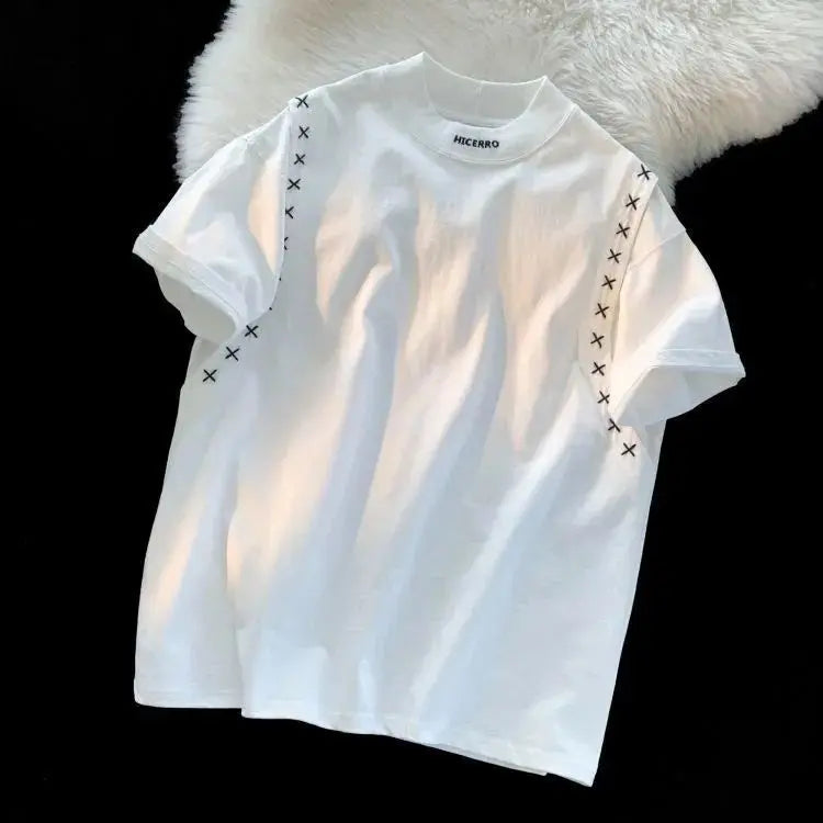 Sewing X Korean Style Streetwear Design Sense Splicing T-shirt