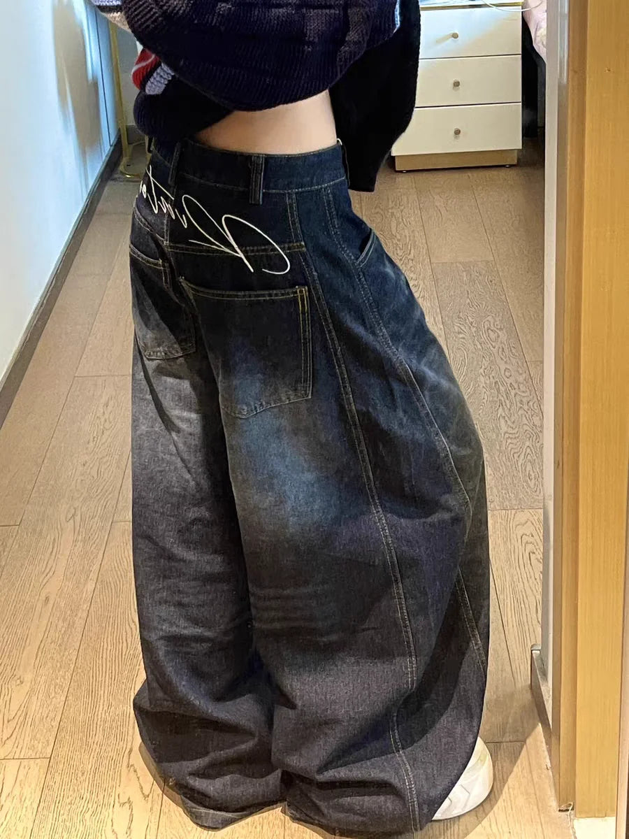 Y2K High Waist Wide Leg Denim Loose Jeans